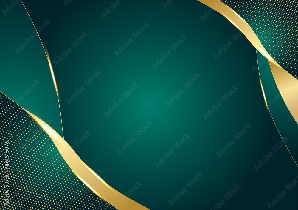 Abstract luxury dark green overlap layer with golden line. Luxury and ...