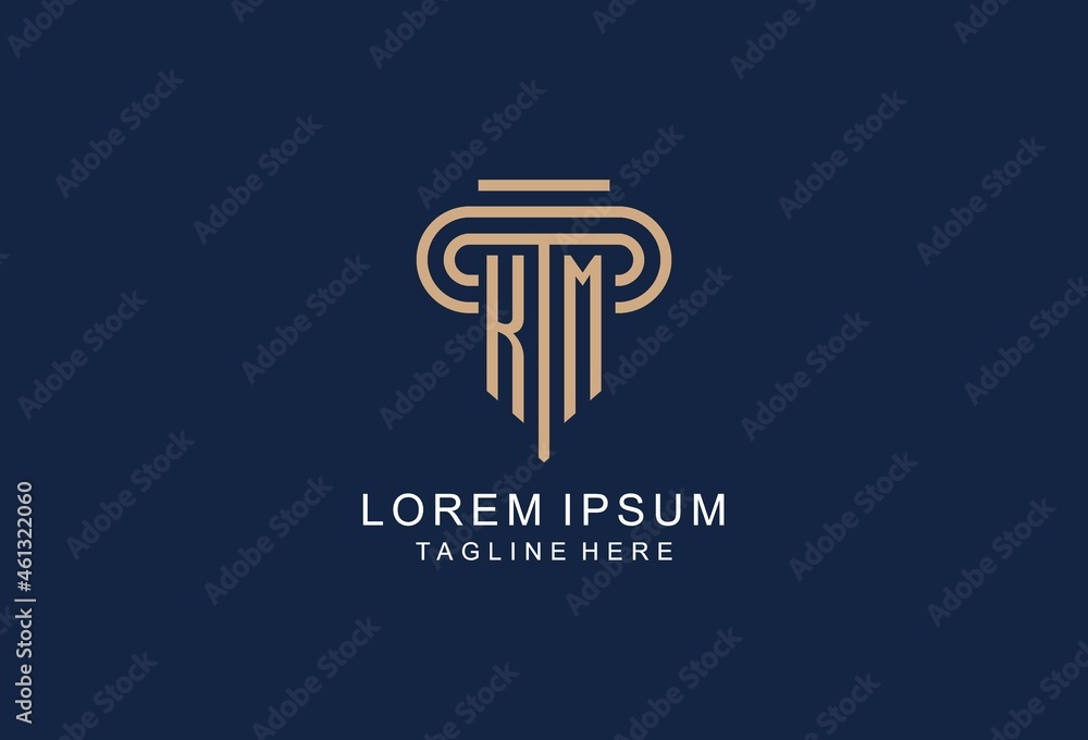KM initial pillar logo, elegant and luxury law firm logo Stock Vector ...