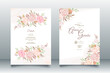 © MARIANURINCE - Wedding invitation card template set with beautiful  floral leaves Premium Vector
