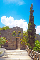 Wall Mural - In the Cyclades, on the island of Andros: interior chapel of the monastery of Agios Nikolaos which has relics of saints, the most venerable of which is part of the skull of Joseph of Arimathea