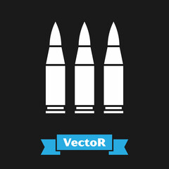 Canvas Print - White Bullet icon isolated on black background. Vector