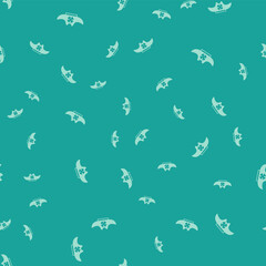 Green Pirate hat icon isolated seamless pattern on green background. Vector
