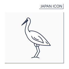 Wall Mural - Crane bird color icon. East Asian crane. Luck, longevity, and fidelity symbol. Traditional Japanese bird. Japanese culture concept. Isolated vector illustration