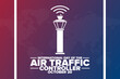 International Day of the Air Traffic Controller. October 20. Holiday concept. Template for background, banner, card, poster with text inscription. Vector EPS10 illustration.