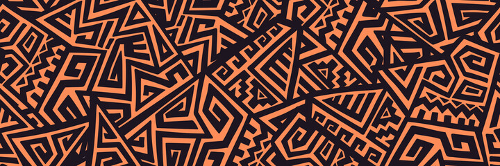 Canvas Print - Unique Geometric Vector Seamless Pattern made in ethnic style. Aztec textile print. African traditional design. Creative boho pattern. Perfect for site backgrounds, wrapping paper and fabric design.