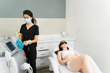 Young Woman Waiting For An IPL Treatment