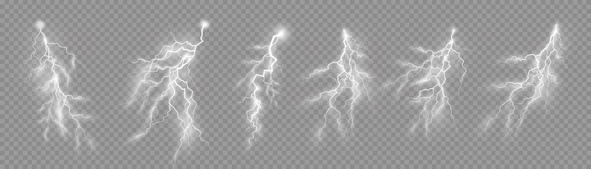 Wall Mural - set of zippers, thunderstorm and effect lightning.
