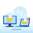 © songo_ - file transfer concept, backup data, technology cloud, upload and download, Flat vector template Style Suitable for Web Landing Page