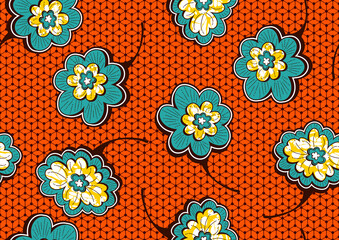 Wall Mural - flower african seamless pattern, picture art and abstract background.