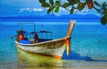 Traditional Thai longtail boat tour at Ao Nang, Krabi Province, Thailand Famous, Phi Phi Don Island, Krabi Province, Andaman Sea