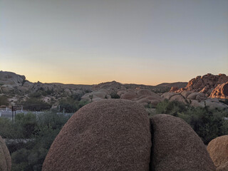 Joshua Tree National Park in California, United States. Trees and rocks on the dessert