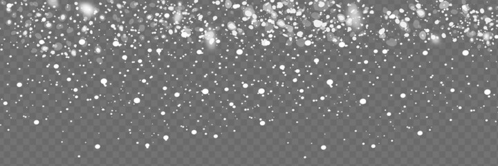 Wall Mural - Realistic falling snowflakes. Isolated on transparent background. Vector illustration