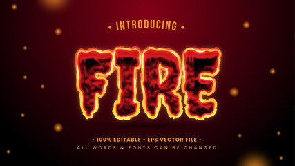 Wall Mural - Burning Fire 3d Text Style Effect. Editable illustrator text style.