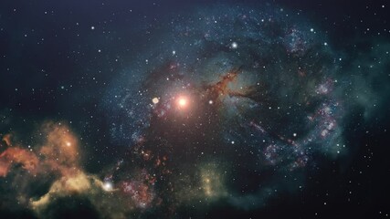 universe, nebula clouds and stars moving in space