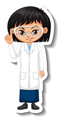 Poster - Scientist girl cartoon character sticker