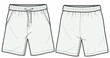 Men's Knit Short, Boy's Knit Short Front and Back View. fashion illustration vector, CAD, technical drawing, flat drawing.	