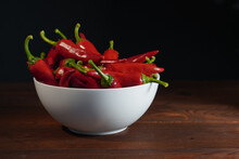 Red Chili Peppers In White Plate