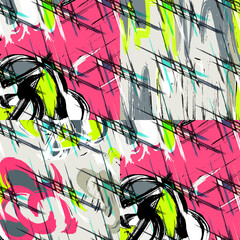 Wall Mural - geometric abstract color pattern in graffiti style. Quality vector illustration for your design