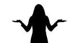 Fototapeta Las - Photo of the shrugging woman's silhouette on white