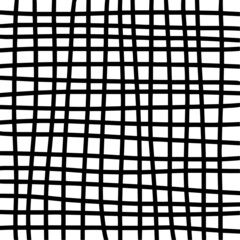 Wall Mural - black hand draw checked square grid pattern with white background vector
