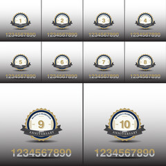 set year anniversary set vector template design illustration