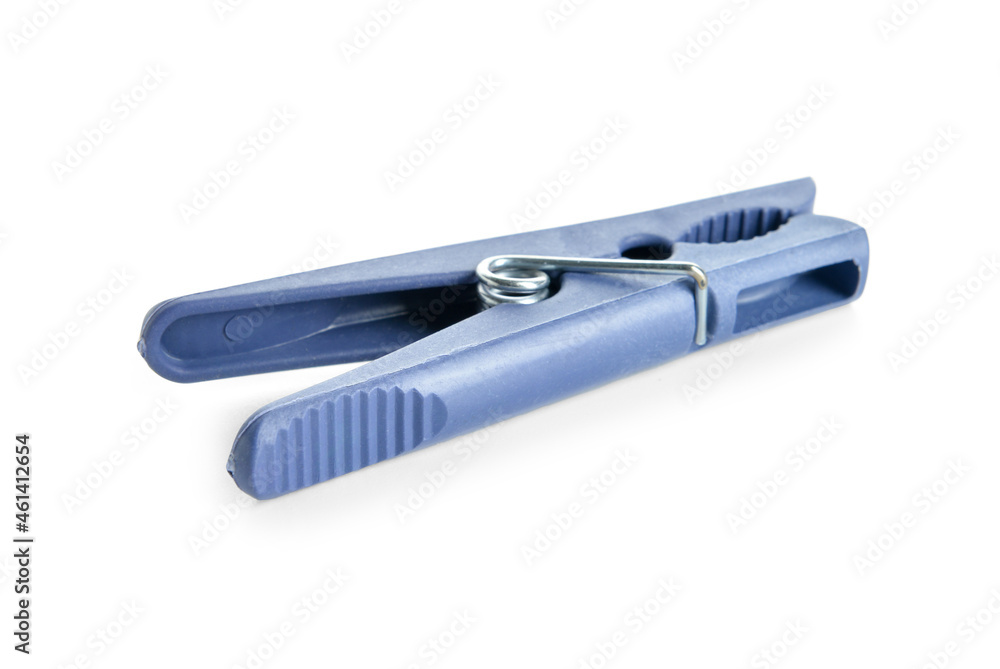 Plastic clothespin on white background
