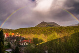 Fototapeta Tęcza - Beautiful rainbow over Ostrets peak