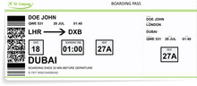 Green Airline Boarding Pass.