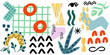 © Nataliya - A large set of hand-drawn shapes in different colors, grids, doodles, plant elements. Abstract vector illustration with isolated elements.