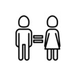 Equal gender rights thin line icon, woman and man are equal. Modern vector illustration.