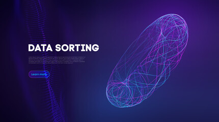 Wall Mural - Data sorting information infographic. Data funnel ai network. Technology blockchain background concept sorting data. Network communication vector background.
