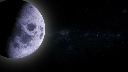 Wall Mural - first quarter moon 3 d illustration