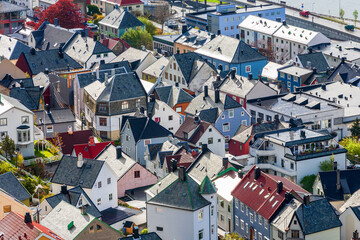 Poster - Residential area with streets in a Alesund a norwegian city