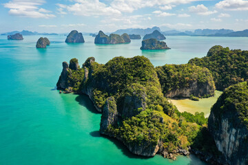 Beautiful view of nature with a calm, blue sea and islands