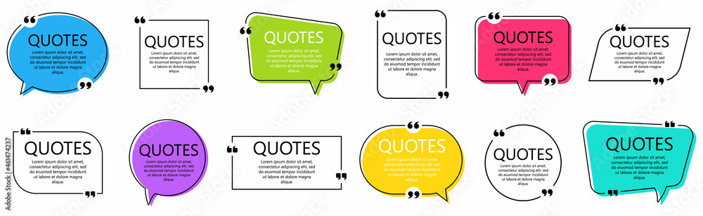 Text Box Quotes Vector Stock-Vektorgrafik „Set of quote frames. Speech bubbles with quotation ...