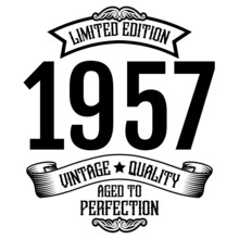 Vintage 1957 Aged To Perfection, 1957 Birthday Typography Design For T-shirt