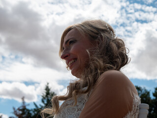 Poster - Spanish bride in a bridal dress and smiling