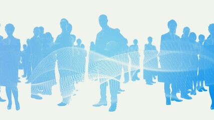 Poster - A large number of multinational people and technology concept. People and communication network. Digital transformation.