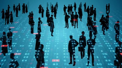 Poster - A large number of multinational people and technology concept. People and communication network. Digital transformation.