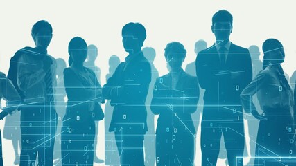 Poster - A large number of multinational people and technology concept. People and communication network. Digital transformation.