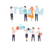 © topvectors - Office Colleague Working Together Solving Jigsaw Puzzle Vector Set