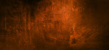 Orange Wall With Dark Shadows. Dark Orange Cement For The Background