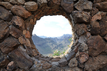 Sticker - stone wall window in Gran Canaria