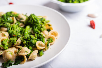 Wall Mural - Orecchiette with turnip tops, a typical dish of Italian cuisine