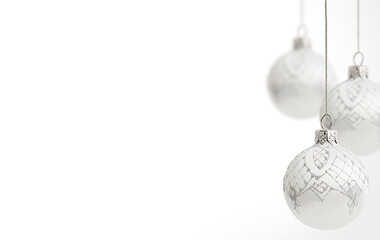 Wall Mural - white christmas balls on a white background