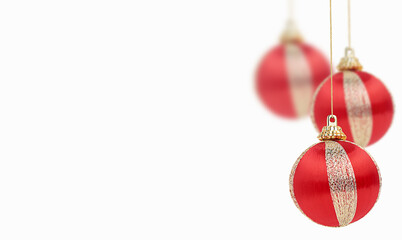 Wall Mural - red christmas balls on a white background