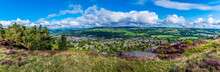 A Panorama View From Ilkley Moor Over Wharfedale And The Town Of Ilkley Yorkshire, UK In Summertime