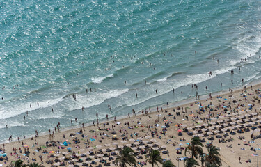 Canvas Print - Alicante, El Postiguet Beach, aerial view