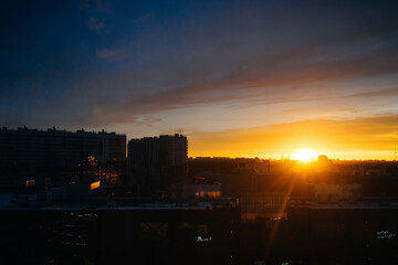 Beautiful sunset across the cityscape