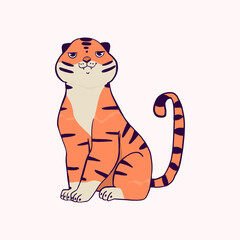 Wall Mural - Cute Tiger. Trendy vector illustration.